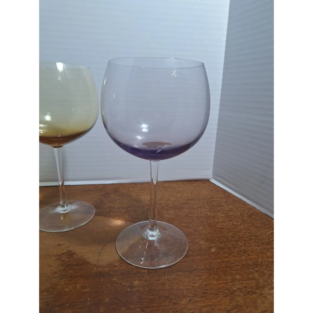 Vintage Multi Color Ombre Balloon Wine Glasses Set of 4 Festive Bar Cart Holiday